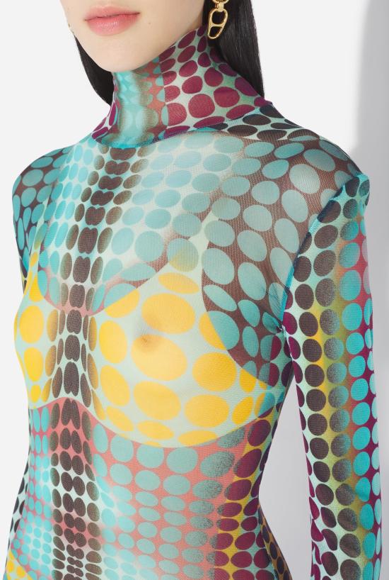 26SS 장 폴 고티에 미디 원피스 26 01 W DR131 M018P 502710 Blue purple yellow - JEAN PAUL GAULTIER