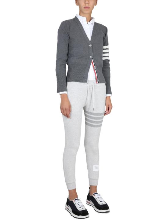  톰브라운 코튼 4바 밀라노 클래식 브이넥 가디건 FKC207A 00219035 GREY - THOM BROWNE