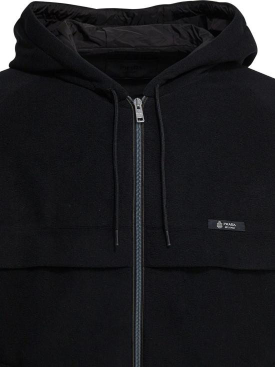 26SS 프라다 후드 테크니컬 패브릭 블루종 자켓 SGD07218XO F0002 NERO - PRADA