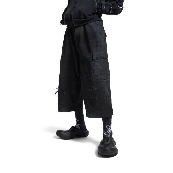 26SS 발렌시아가 크롭 카고 팬츠 864354TQP13 1000 BLACK - BALENCIAGA