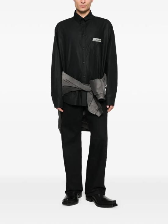 26SS 발렌시아가 커브드 니 팬츠 857194TTWA4 1000 BLACK - BALENCIAGA