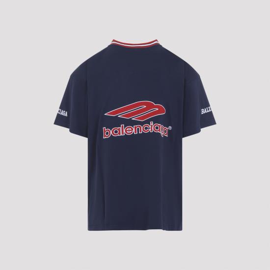 26SS 발렌시아가 3B 풋볼 브이넥 티셔츠 857086TTVQ6 4030 DRKNAVYRED - BALENCIAGA