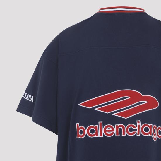 26SS 발렌시아가 3B 풋볼 브이넥 티셔츠 857086TTVQ6 4030 DRKNAVYRED - BALENCIAGA