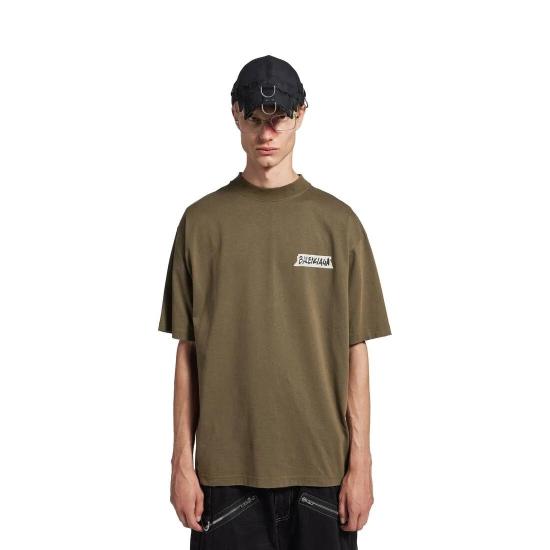 26SS 발렌시아가 마스킹 테이프 티셔츠 미디움 핏 764235TTVL6 2840 KHAKI - BALENCIAGA