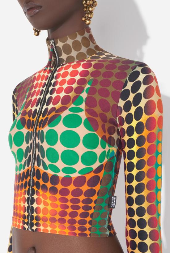 26SS 장 폴 고티에 긴팔 티셔츠 26 01 W TO443 J042P 155060 Orange blue brown - JEAN PAUL GAULTIER