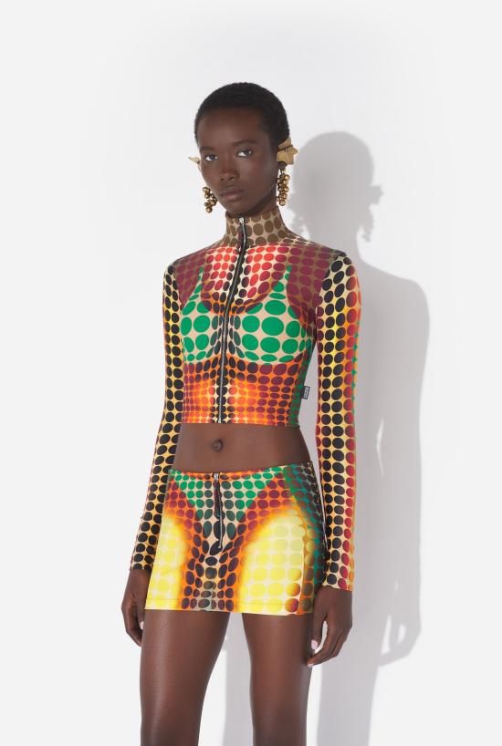 26SS 장 폴 고티에 긴팔 티셔츠 26 01 W TO443 J042P 155060 Orange blue brown - JEAN PAUL GAULTIER