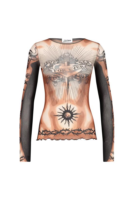 26SS 장 폴 고티에 긴팔 티셔츠 26 01 W TO456 M026P 636000 Nude brown black