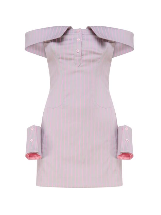  포스터 걸 미디 원피스 SS24RTWDR094 STRETCH COTTONGREY PINK PINSTR - POSTER GIRL