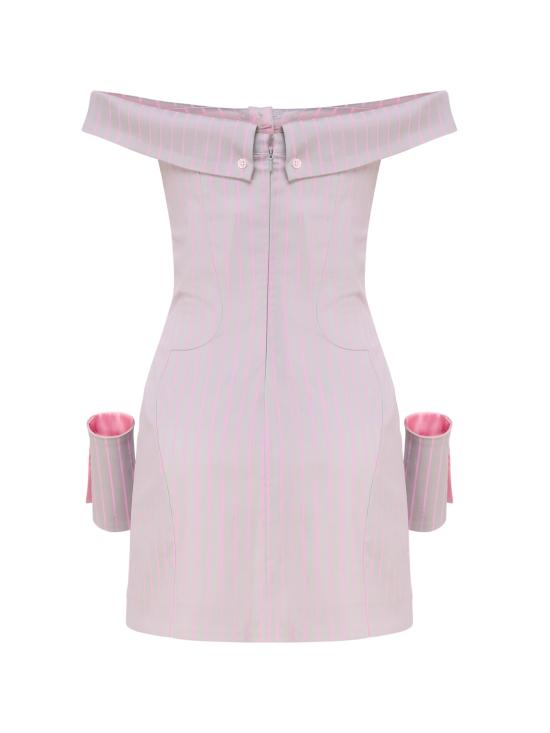 포스터 걸 미디 원피스 SS24RTWDR094 STRETCH COTTONGREY PINK PINSTR - POSTER GIRL