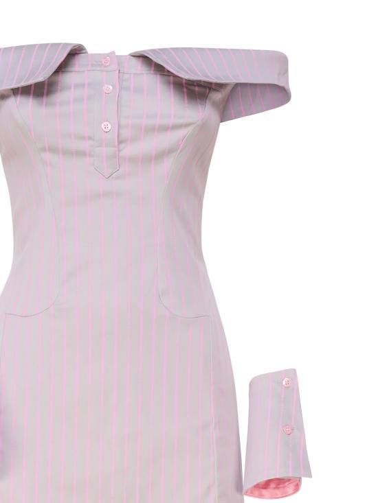  포스터 걸 미디 원피스 SS24RTWDR094 STRETCH COTTONGREY PINK PINSTR - POSTER GIRL