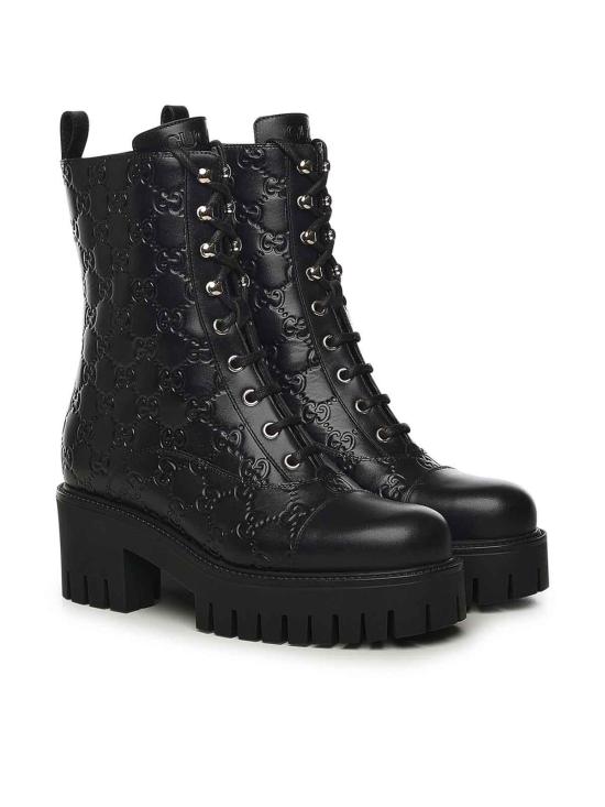 25FW 구찌 GG 레이스업 앵클 부츠 840739AAE5Q1000 Black - GUCCI