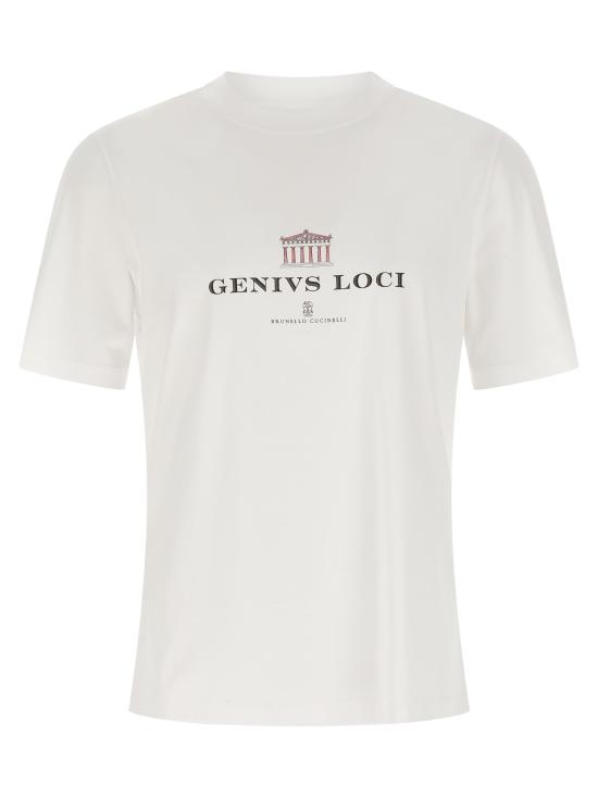 26SS 브루넬로 쿠치넬리 크루넥 프린트 코튼 저지 티셔츠 M0B138520CFC06