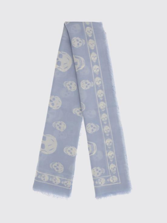 26SS 알렉산더 맥퀸 클래식 실크 블렌드 스컬 스카프 8078893222Q 4977 Ice - ALEXANDER MCQUEEN