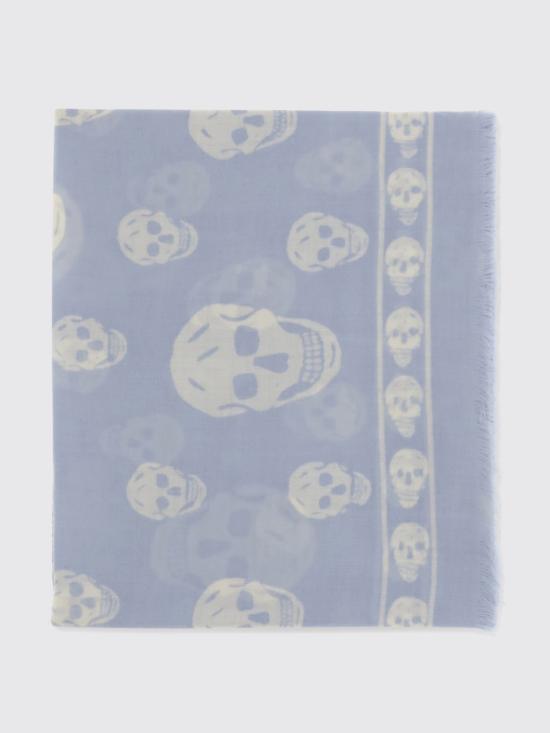 26SS 알렉산더 맥퀸 클래식 실크 블렌드 스컬 스카프 8078893222Q 4977 Ice