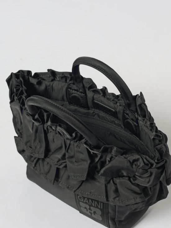26SS 가니 미니 러플 디테일 쇼퍼백 A7187 099 Black - GANNI