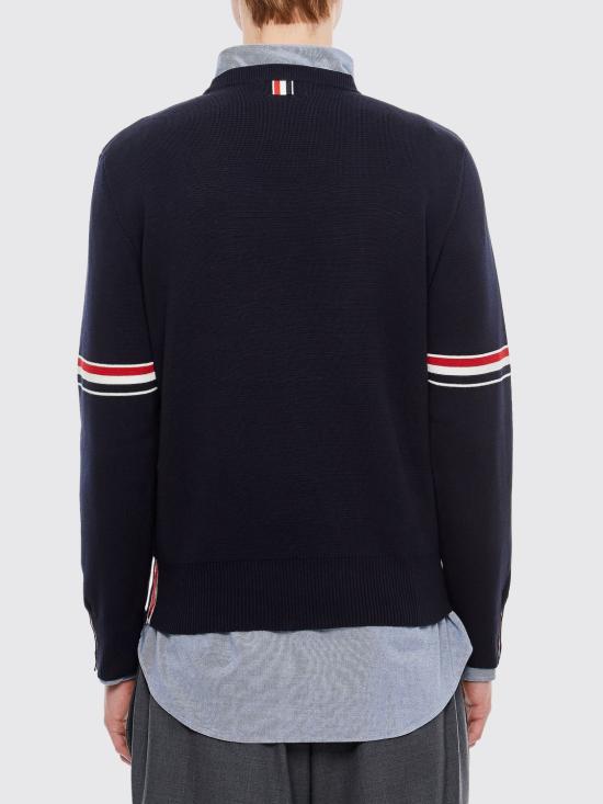 26SS 톰브라운 자카드 RWB 암밴드 니트 MKA326AY3001 415 Blue - THOM BROWNE