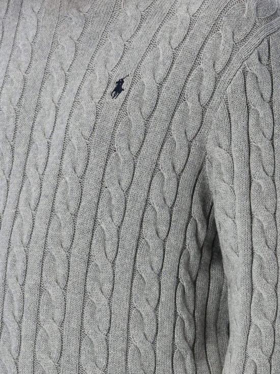 26SS 폴로 랄프로렌 로고 자수 케이블 니트 스웨터 710775885 013 Grey - POLO RALPH LAUREN