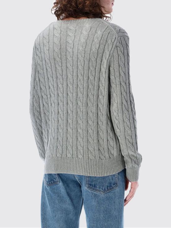 26SS 폴로 랄프로렌 로고 자수 케이블 니트 스웨터 710775885 013 Grey - POLO RALPH LAUREN