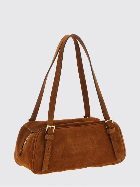 26SS 베르사체 VERSACE TAG 스웨이드 볼링백 10157921A09892 1NG8V Brown - VERSACE