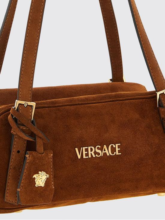 26SS 베르사체 VERSACE TAG 스웨이드 볼링백 10157921A09892 1NG8V Brown - VERSACE