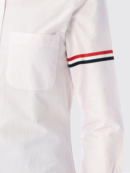 26SS 톰브라운 클래식 스트라이프 옥스포드 암밴드 라운드 칼라 셔츠 FLL019E00098 680 Pink - THOM BROWNE