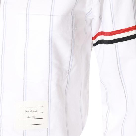 26SS 톰브라운 스트라이프 옥스포드 암밴드 크롭 셔츠 FLL183OF0660100 White - THOM BROWNE