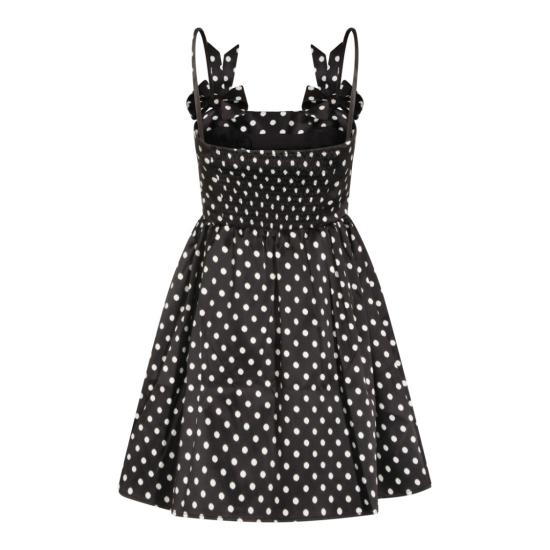 26SS 가니 폴카 도트 새틴 미니 드레스 A1030193099 Black - GANNI