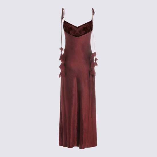 26SS 셀프 포트레이트 롱 원피스 RS26218MBUBURGUNDY Black - SELF PORTRAIT