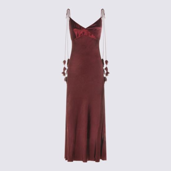 26SS 셀프 포트레이트 롱 원피스 RS26218MBUBURGUNDY Black - SELF PORTRAIT
