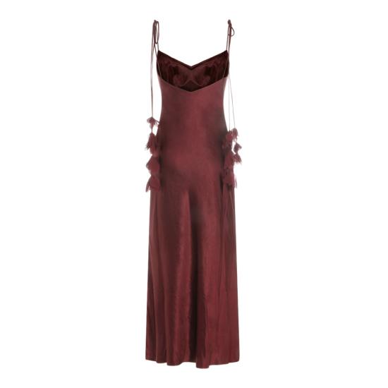 26SS 셀프 포트레이트 롱 원피스 RS26218MBUBURGUNDY Black - SELF PORTRAIT