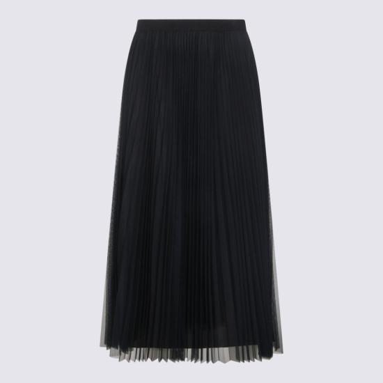26SS 파비아나 필리피 와이드 플리츠 튤 스커트 GND266F426L7385146 Black - FABIANA FILIPPI