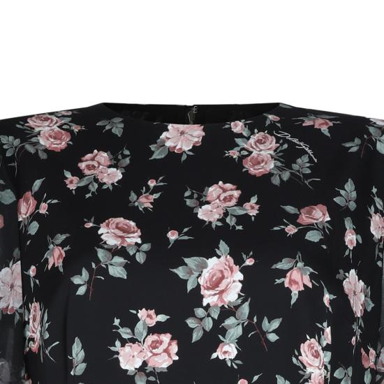 26SS 돌체앤가바나 빈티지 로즈 프린트 샤무스 드레스 F611DTFSA8CHN5XQ Black - DOLCE & GABBANA
