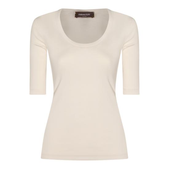 26SS 파비아나 필리피 반팔 저지 티셔츠 JED266F603L8960145 Neutrals