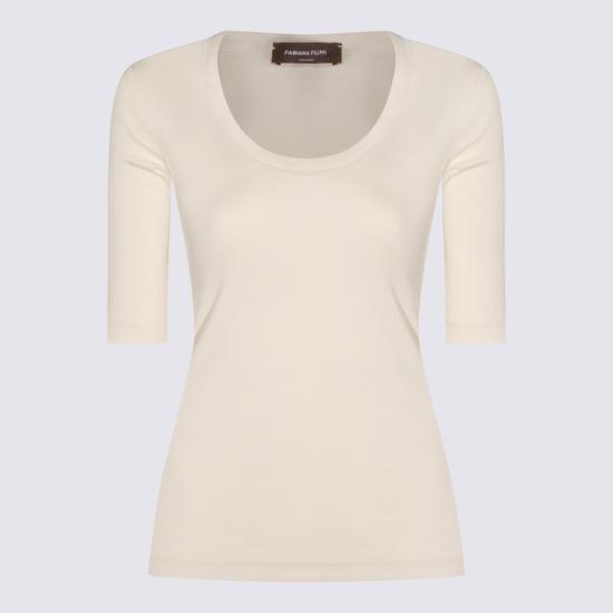 26SS 파비아나 필리피 반팔 저지 티셔츠 JED266F603L8960145 Neutrals - FABIANA FILIPPI