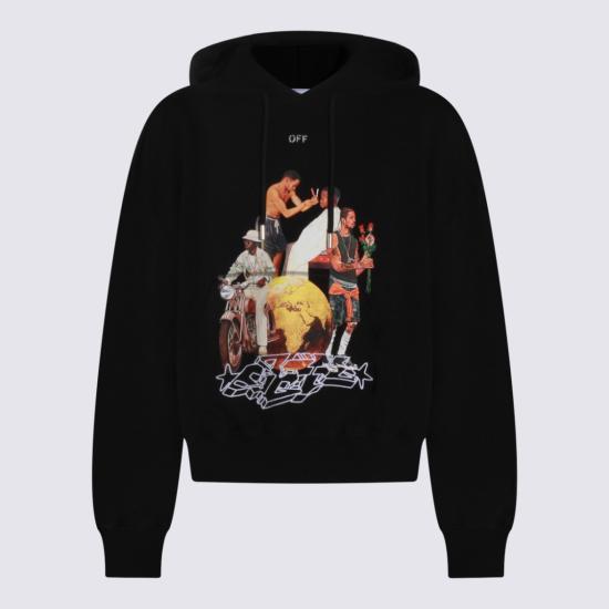 25FW 오프화이트 프린트 후드 티셔츠셔츠 OMBB118F25FLE0011001 Black - OFF WHITE