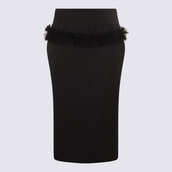 25FW 알렉산더 맥퀸 미디 스커트 839515QJAAC1000 Black - ALEXANDER MCQUEEN