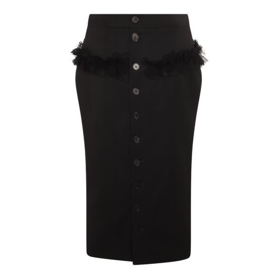25FW 알렉산더 맥퀸 미디 스커트 839515QJAAC1000 Black - ALEXANDER MCQUEEN