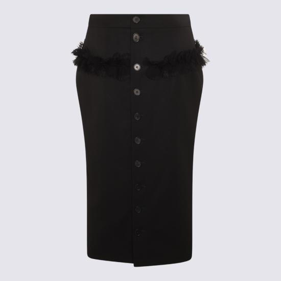 25FW 알렉산더 맥퀸 미디 스커트 839515QJAAC1000 Black - ALEXANDER MCQUEEN