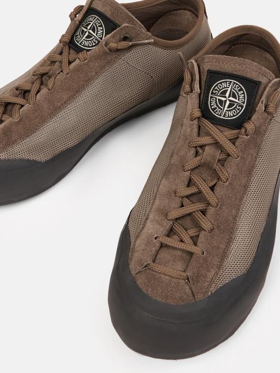 26SS 스톤 아일랜드 폴리 메쉬 로우탑 트레이너 컴퍼스 L1SFWS100010S0448V009D Brown - STONE ISLAND