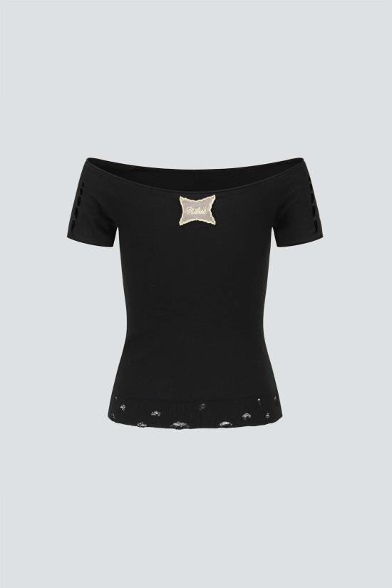  Ruibuilt 블라우스 루이빌트 오닉스 컷아웃 니트 셔츠 - OTHER BRANDS