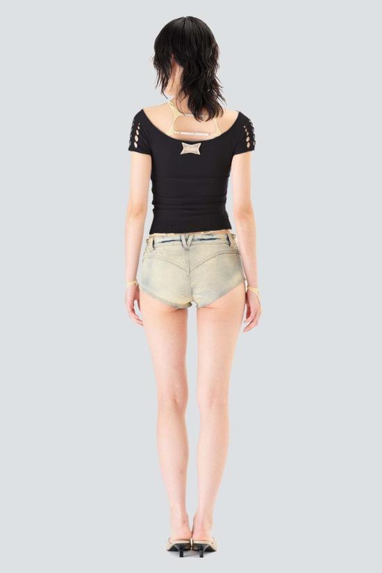  Ruibuilt 블라우스 루이빌트 오닉스 컷아웃 니트 셔츠 - OTHER BRANDS