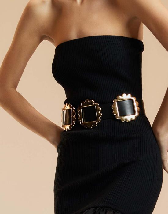  신시아 로리 레귤러 벨트 신시아 로울리 골드 버클  블랙