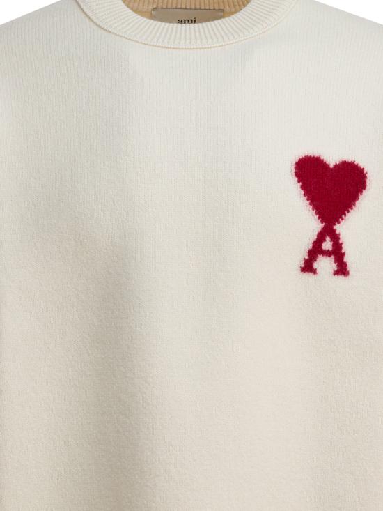 26SS 아미 빅 하트 울 크루넥 스웨터 UKS838 018154 White - AMI