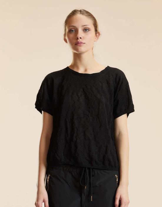  신시아 로리 반팔 티셔츠 신시아 로울리 파치먼트 티 블랙 - CYNTHIA ROWLEY