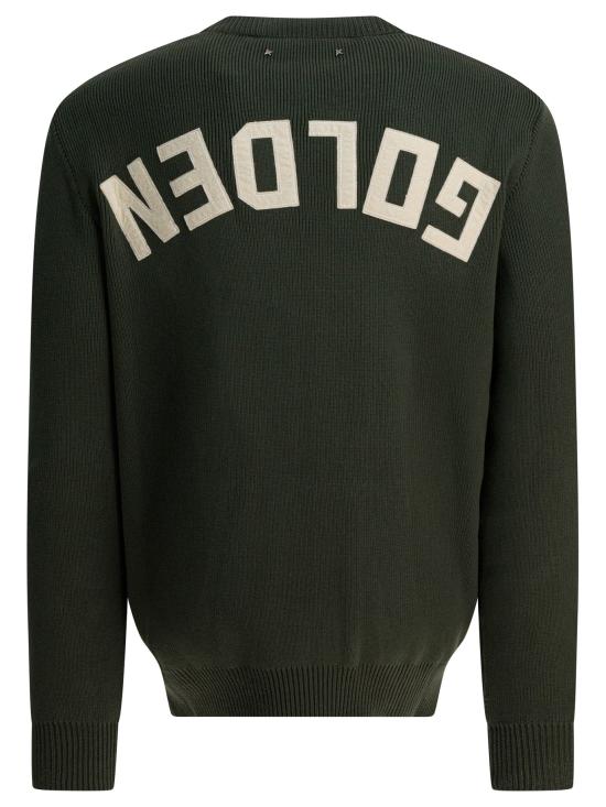 26SS 골든구스 Golden 레터링 밀리터리 크루넥 스웨터 GMP00841P00197235674 Green - GOLDEN GOOSE