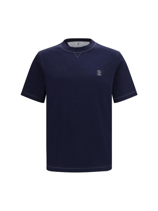 26SS 브루넬로 쿠치넬리 반팔 티셔츠 M0B131328G CW369 BLUE