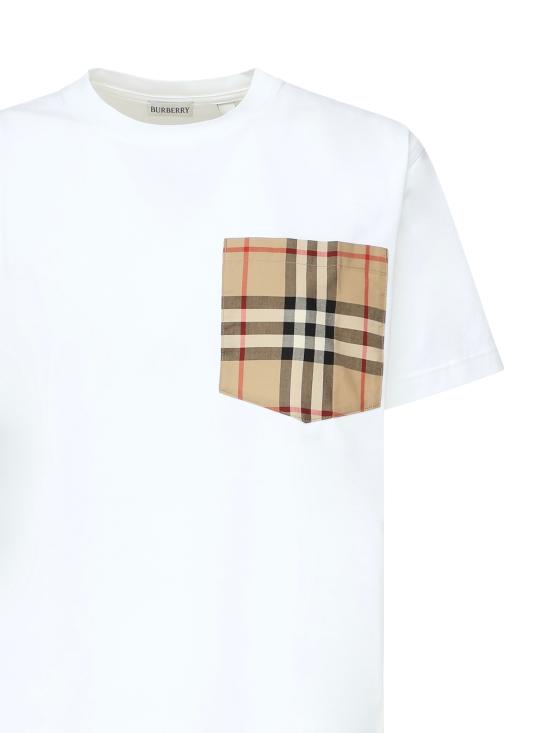 26SS 버버리 체크 포켓 티셔츠 8103971 A1464 White - BURBERRY