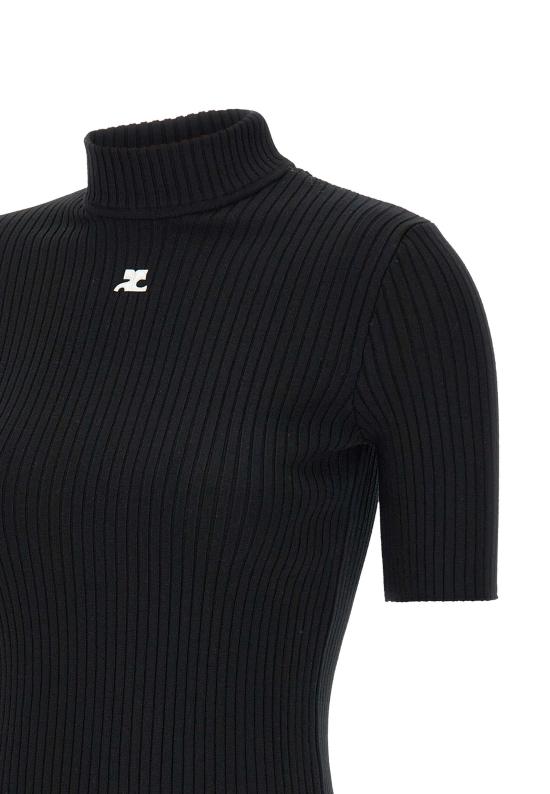 26SS 쿠레쥬 리에디션 니트 탑 숏슬리브 PERMPU026FI0001 BLACK Black - COURREGES