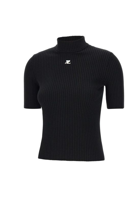 26SS 쿠레쥬 리에디션 니트 탑 숏슬리브 PERMPU026FI0001 BLACK Black