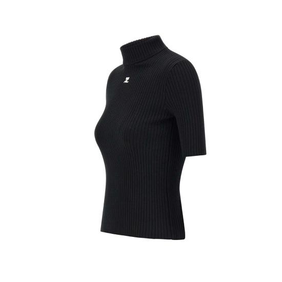 26SS 쿠레쥬 리에디션 니트 탑 숏슬리브 PERMPU026FI0001 BLACK Black - COURREGES